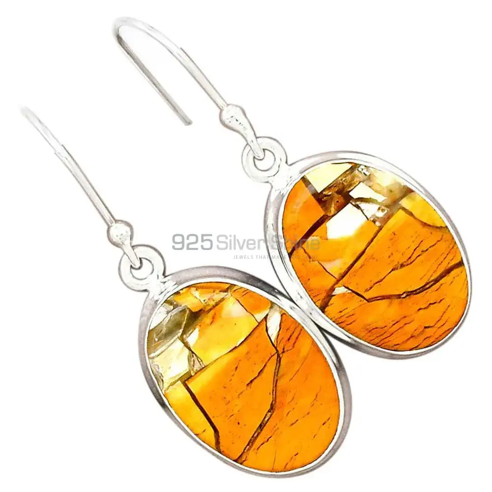 925 Sterling Silver Handmade Earrings In Brecciated Mookaite Gemstone Jewelry 925SE2804_10
