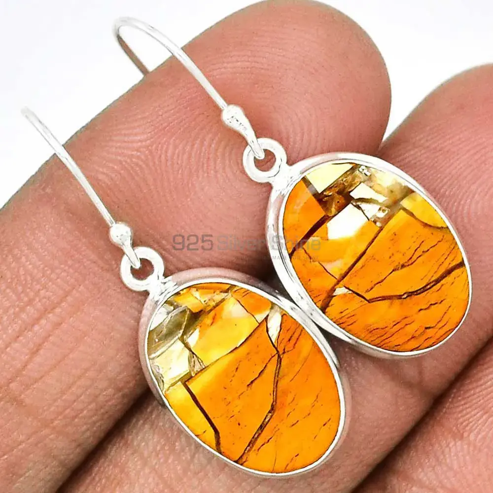 925 Sterling Silver Handmade Earrings In Brecciated Mookaite Gemstone Jewelry 925SE2804_9
