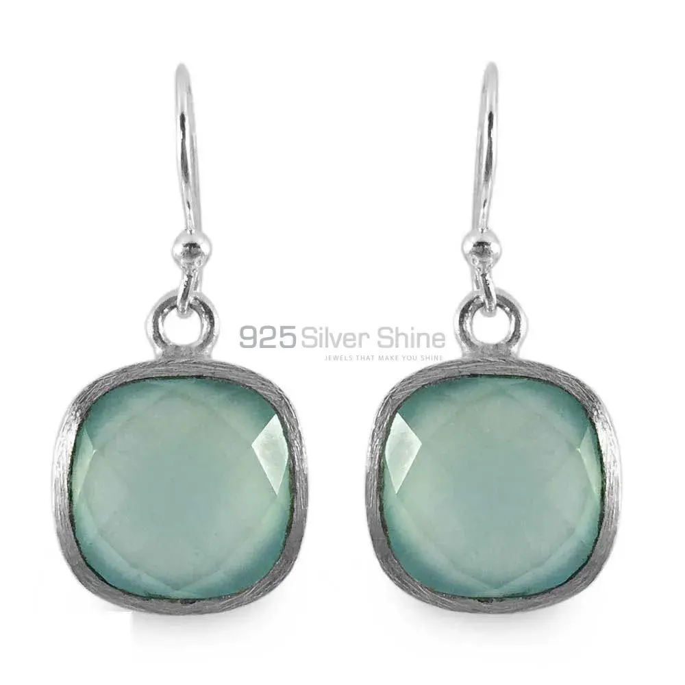 925 Sterling Silver Handmade Earrings In Chalcedony Gemstone Jewelry 925SE1315_0
