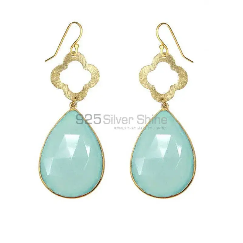925 Sterling Silver Handmade Earrings In Chalcedony Gemstone Jewelry 925SE1911_0