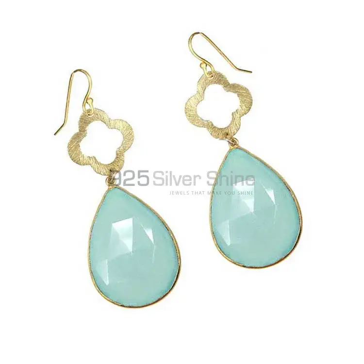 925 Sterling Silver Handmade Earrings In Chalcedony Gemstone Jewelry 925SE1911_1