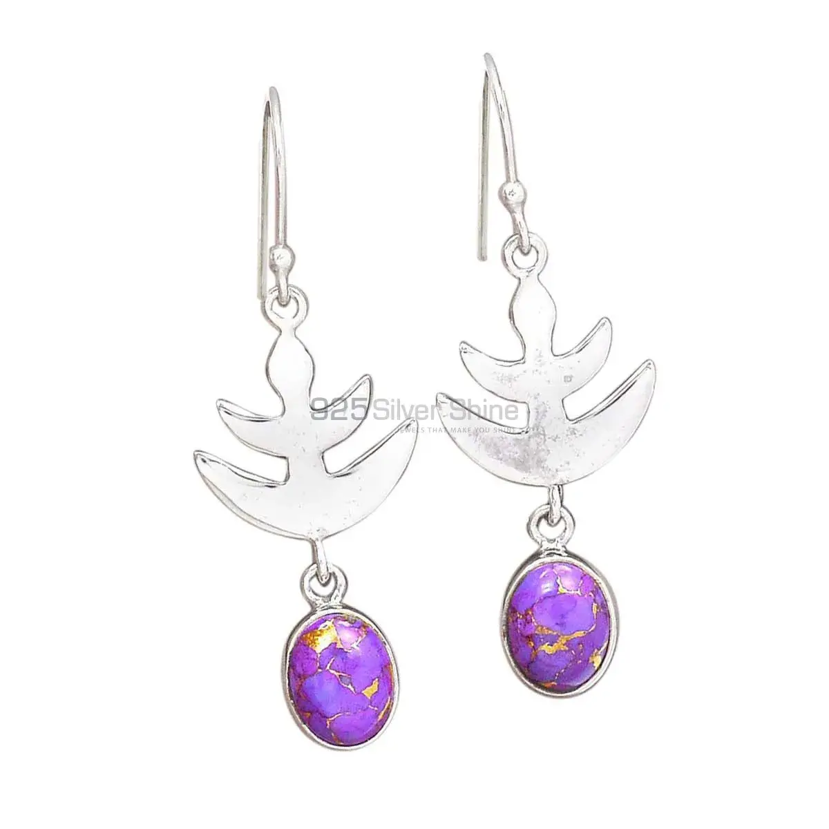 925 Sterling Silver Handmade Earrings In Mohave Purple Turquoise Gemstone Jewelry 925SE2170_0