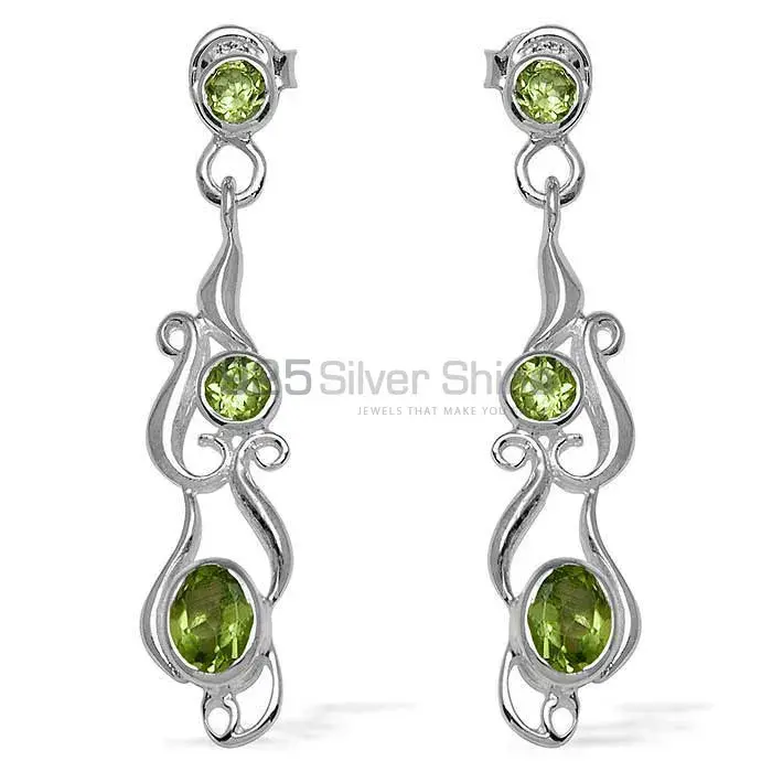 925 Sterling Silver Handmade Earrings In Peridot Gemstone Jewelry 925SE771_0