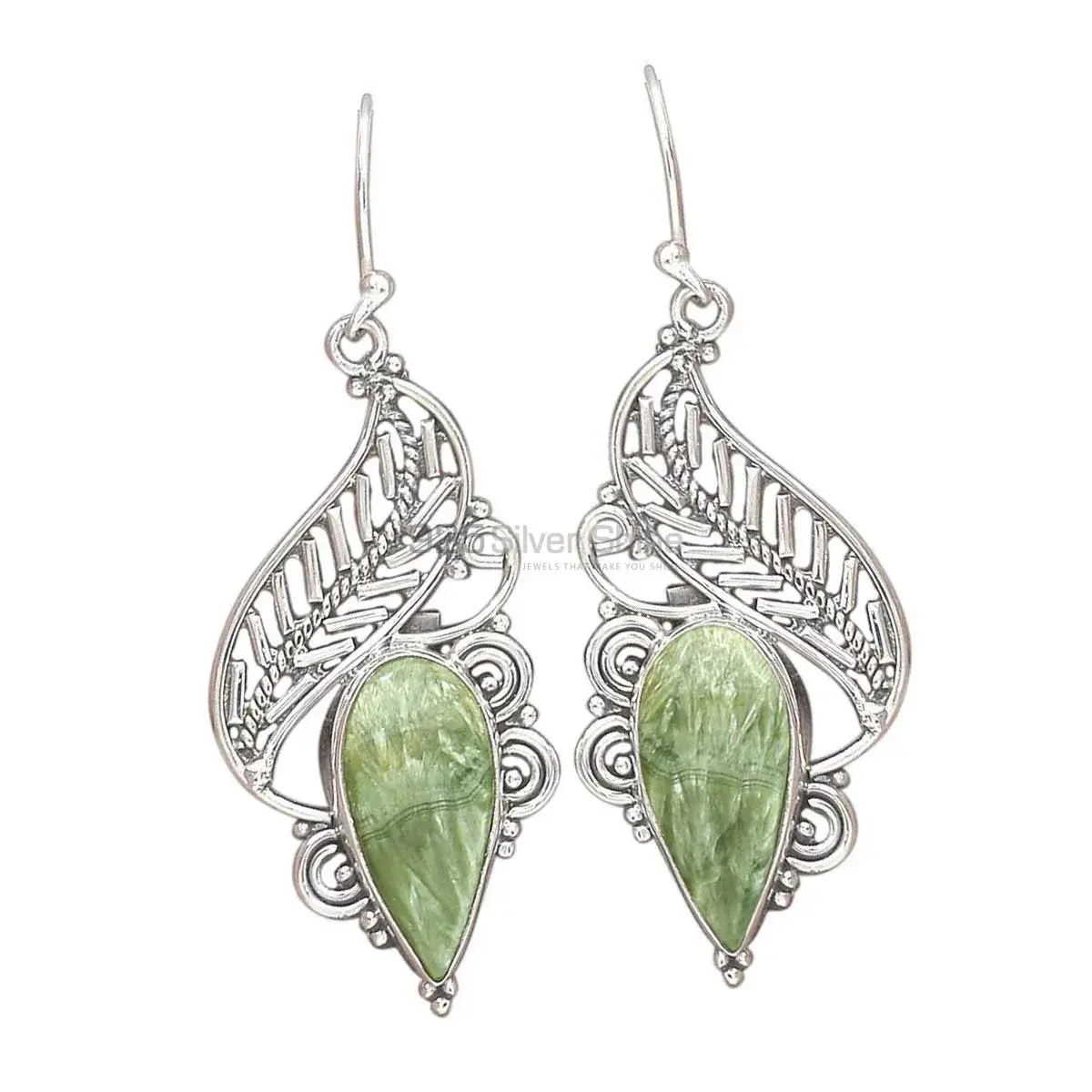 925 Sterling Silver Handmade Earrings In Seraphinite Gemstone Jewelry 925SE2962_0