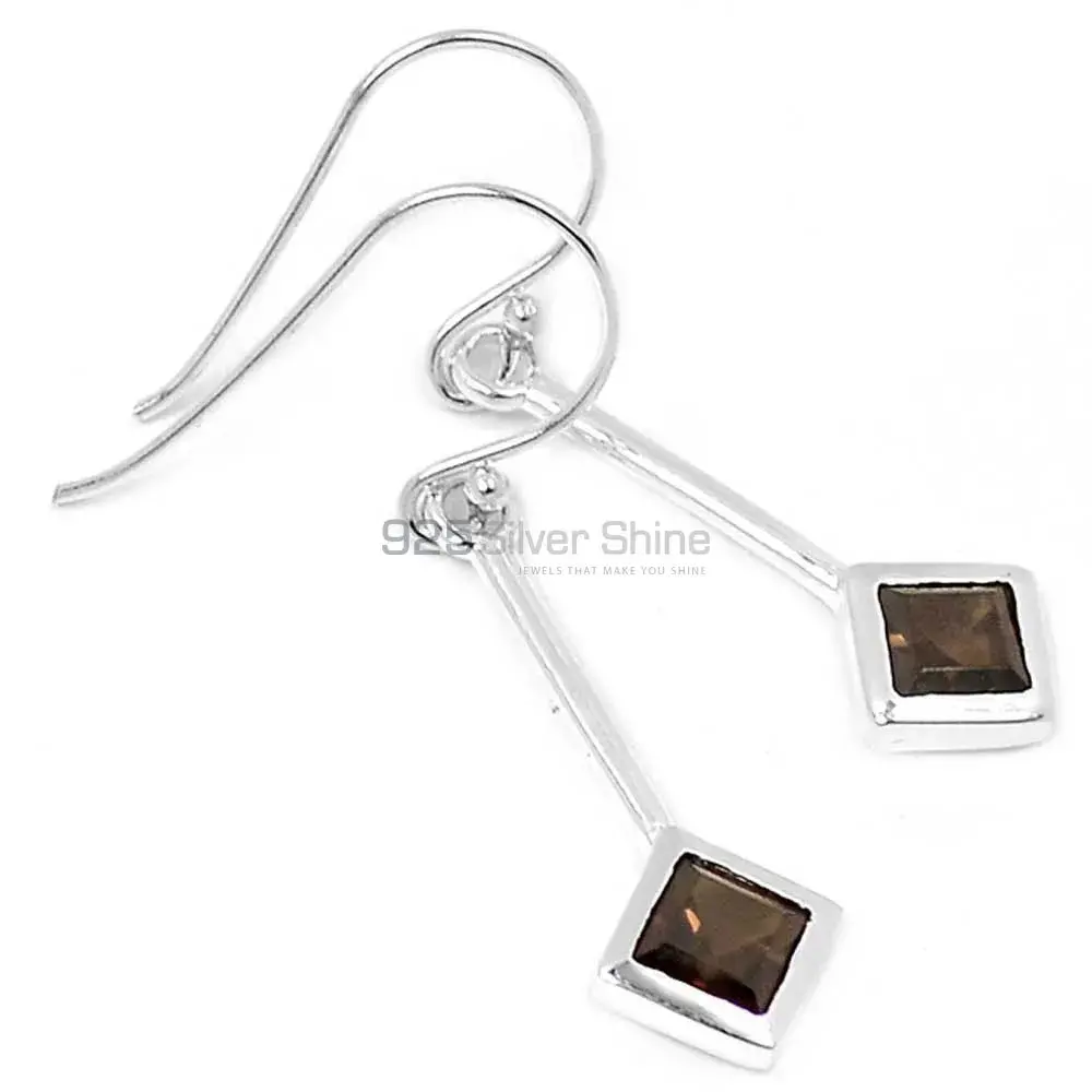 Affordable 925 Sterling Silver Handmade Earrings Exporters In Smoky Quartz Gemstone Jewelry 925SE455
