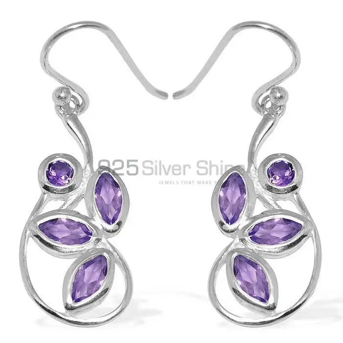 925 Sterling Silver Handmade Earrings In Amethyst Gemstone Jewelry 925SE1151_0