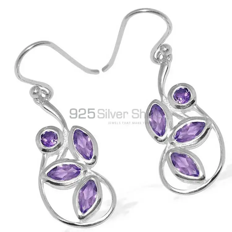 925 Sterling Silver Handmade Earrings In Amethyst Gemstone Jewelry 925SE1151_1
