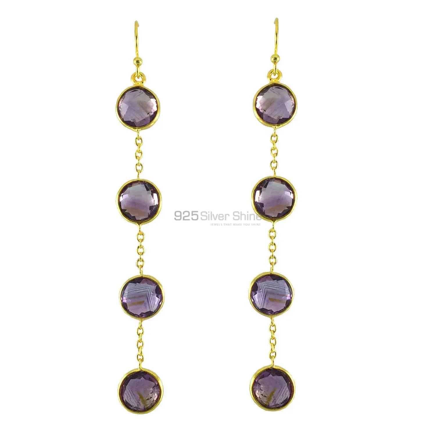 925 Sterling Silver Handmade Earrings In Amethyst Gemstone Jewelry 925SE1300_0