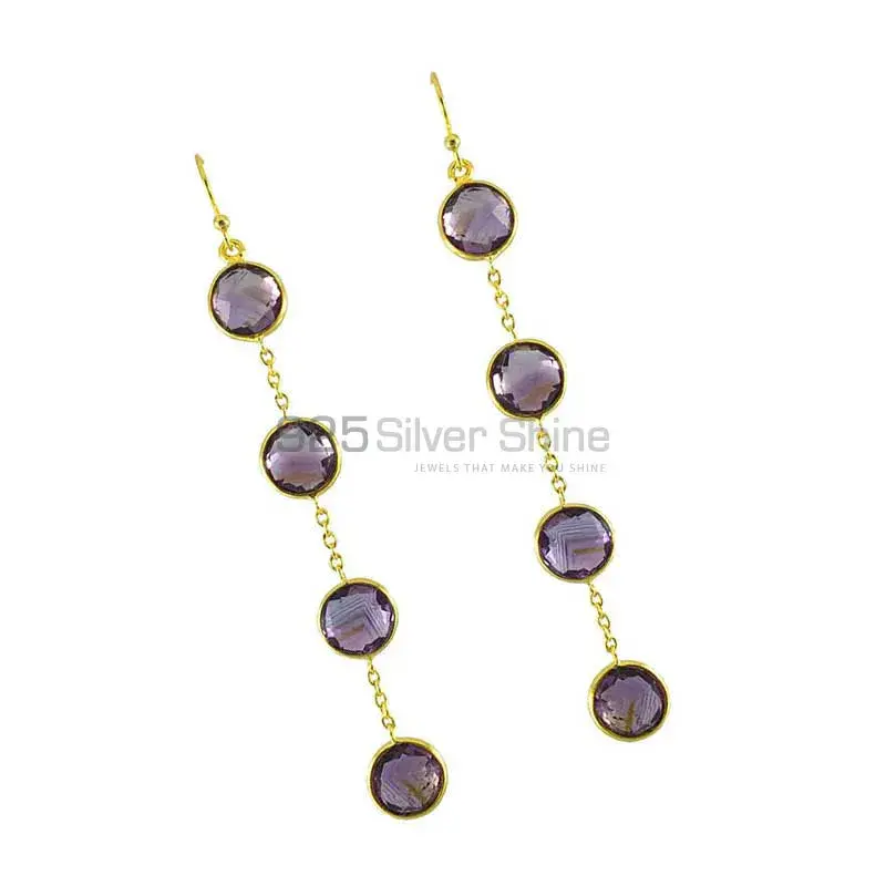 925 Sterling Silver Handmade Earrings In Amethyst Gemstone Jewelry 925SE1300_1