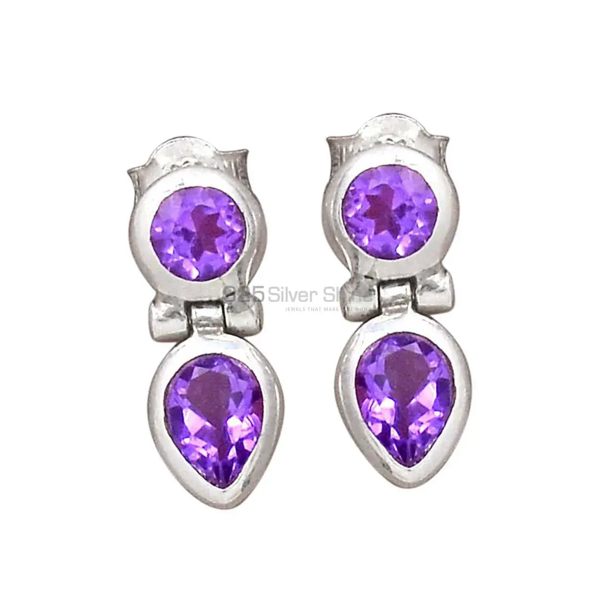 Affordable 925 Sterling Silver Handmade Earrings Manufacturer In Amethyst Gemstone Jewelry 925SE2701
