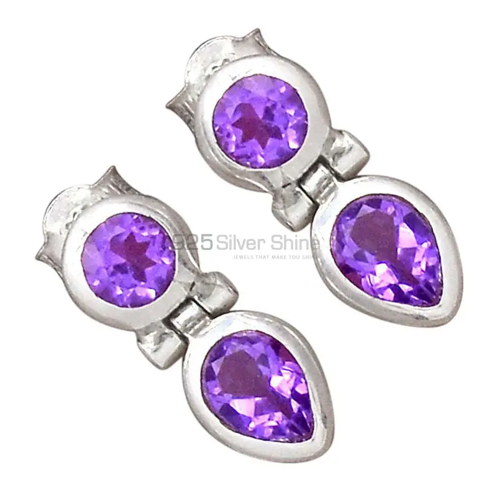 Affordable 925 Sterling Silver Handmade Earrings Manufacturer In Amethyst Gemstone Jewelry 925SE2701_0
