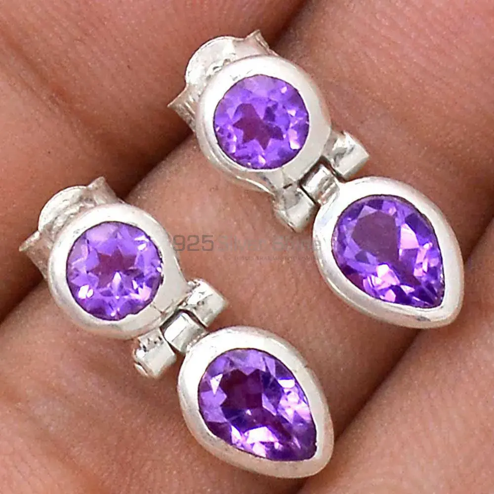 Affordable 925 Sterling Silver Handmade Earrings Manufacturer In Amethyst Gemstone Jewelry 925SE2701_1
