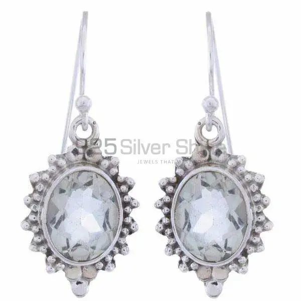 925 Sterling Silver Handmade Earrings In Blue Topaz Gemstone Jewelry 925SE1221_0