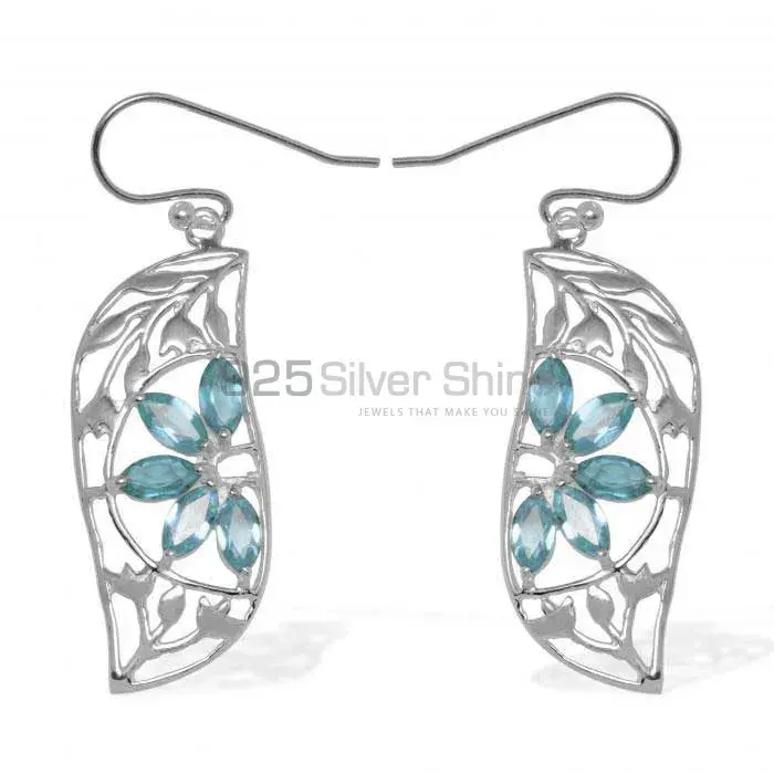 Affordable 925 Sterling Silver Handmade Earrings Manufacturer In Blue Topaz Gemstone Jewelry 925SE914