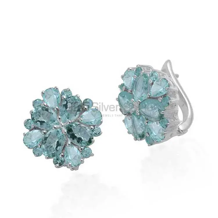 Affordable 925 Sterling Silver Handmade Earrings Manufacturer In Blue Topaz Gemstone Jewelry 925SE993_0