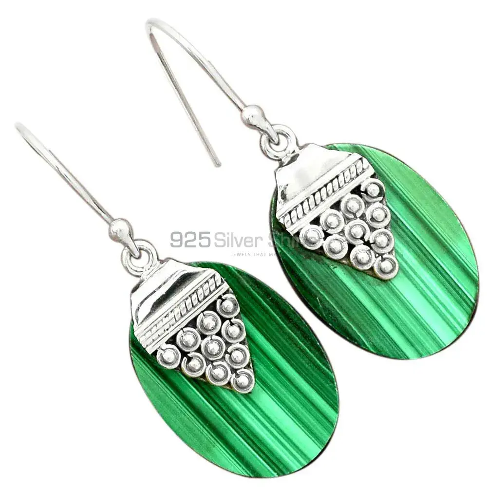 925 Sterling Silver Handmade Earrings In Malachite Gemstone Jewelry 925SE2471_2