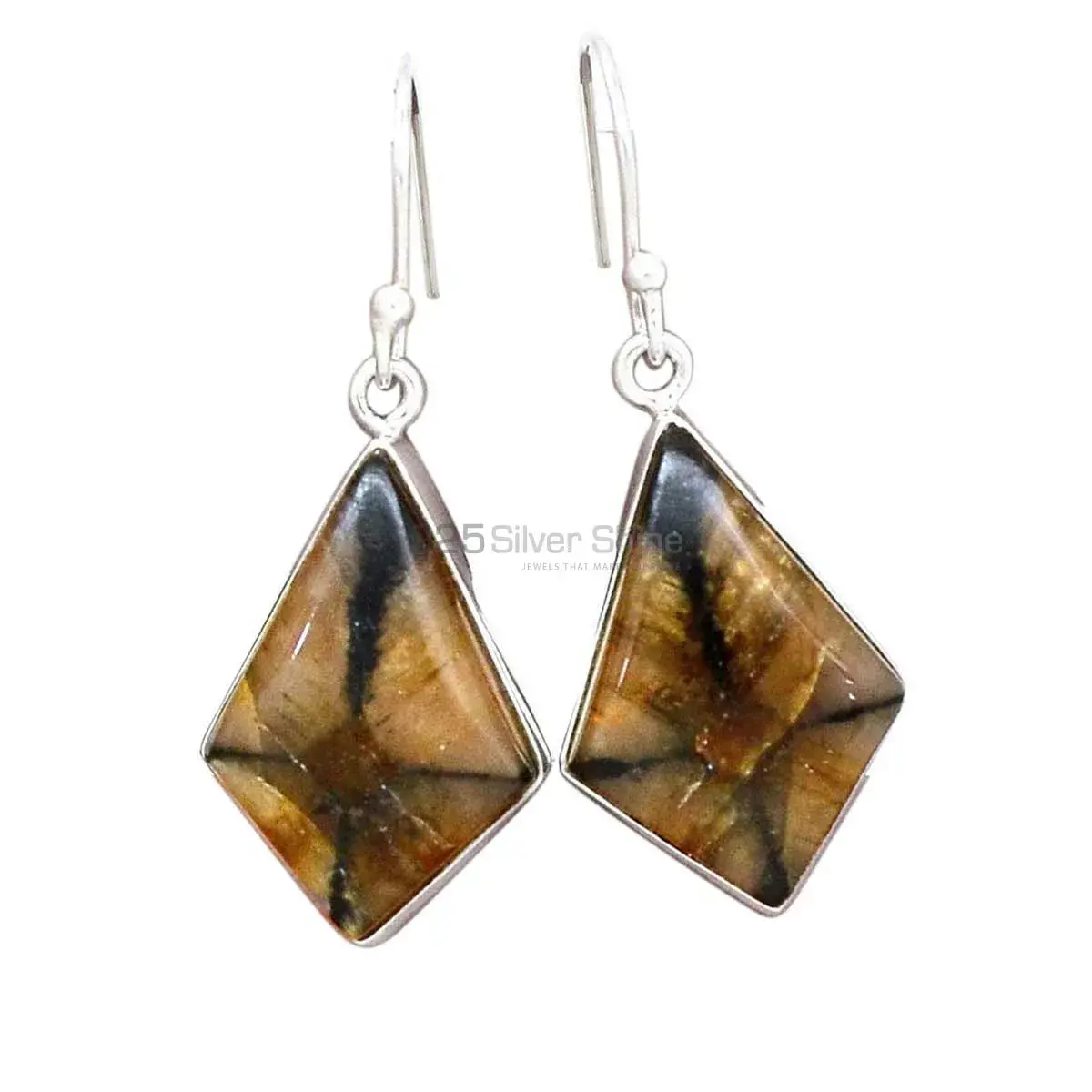 Affordable 925 Sterling Silver Handmade Earrings Manufacturer In Chiastolite Gemstone Jewelry 925SE2748