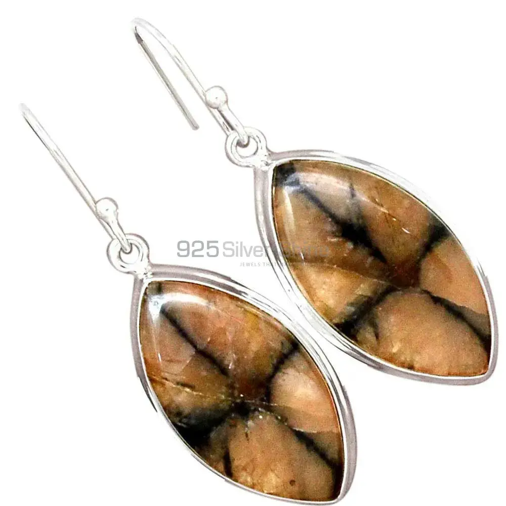 925 Sterling Silver Handmade Earrings In Chiastolite Gemstone Jewelry 925SE2748_1