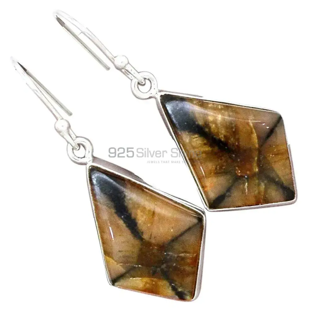 Affordable 925 Sterling Silver Handmade Earrings Manufacturer In Chiastolite Gemstone Jewelry 925SE2748_1