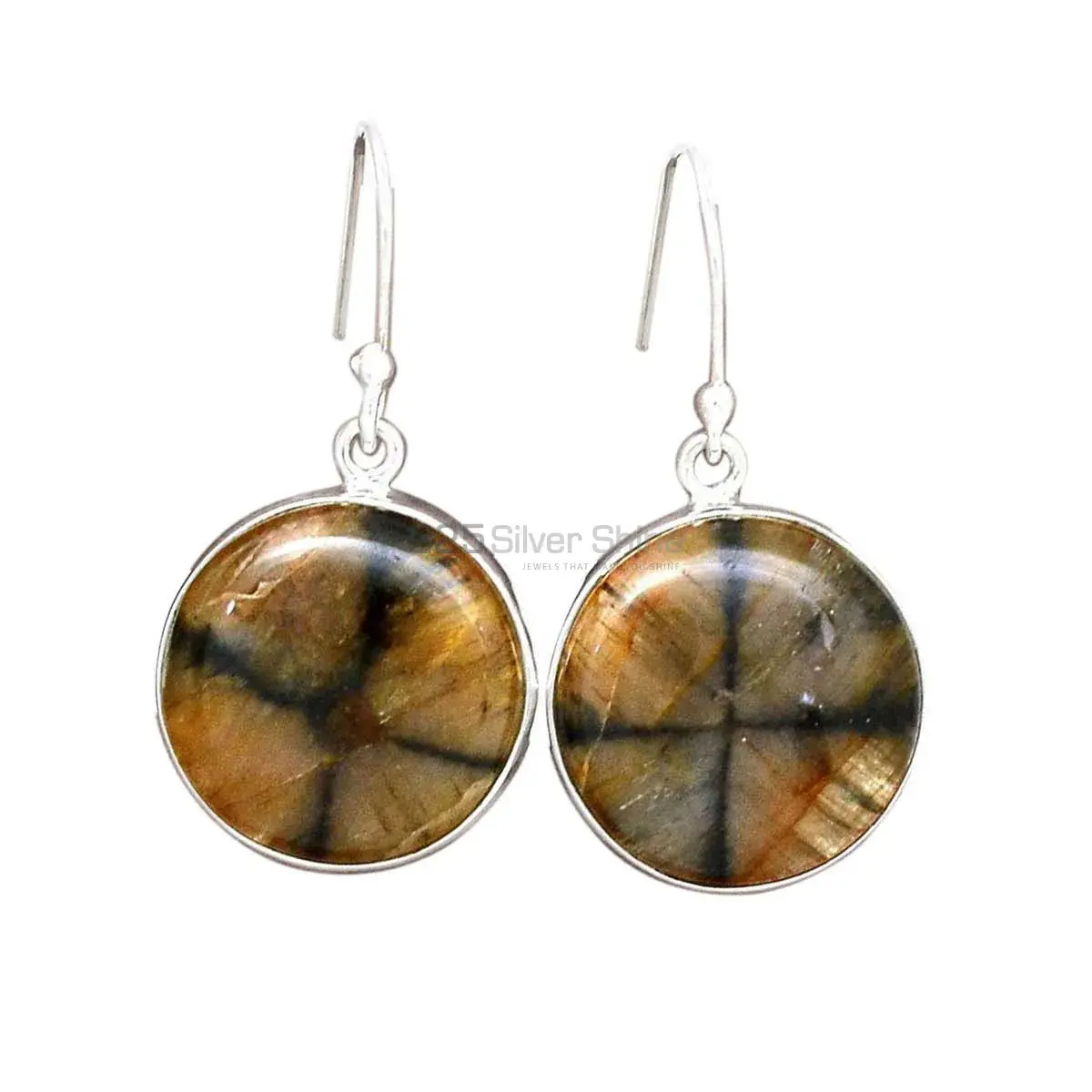 Affordable 925 Sterling Silver Handmade Earrings Manufacturer In Chiastolite Gemstone Jewelry 925SE2748_2