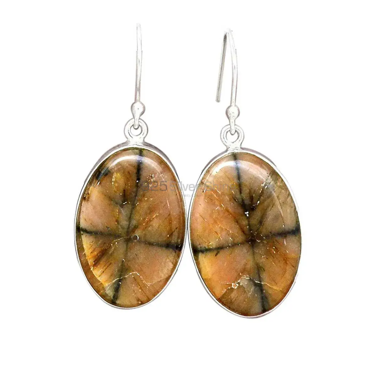 925 Sterling Silver Handmade Earrings In Chiastolite Gemstone Jewelry 925SE2748_4