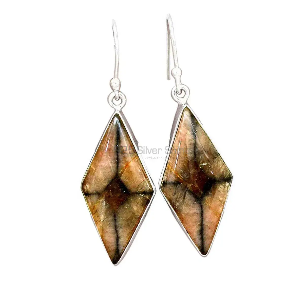 Affordable 925 Sterling Silver Handmade Earrings Manufacturer In Chiastolite Gemstone Jewelry 925SE2748_4