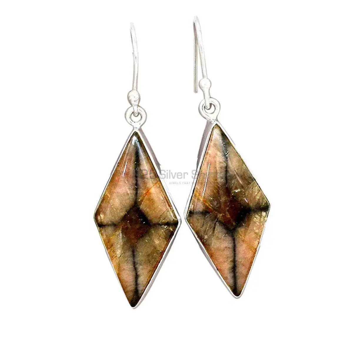 925 Sterling Silver Handmade Earrings In Chiastolite Gemstone Jewelry 925SE2748_5