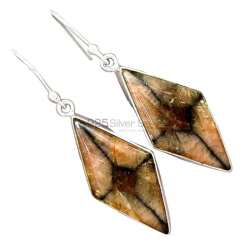 925 Sterling Silver Handmade Earrings In Chiastolite Gemstone Jewelry 925SE2748_6