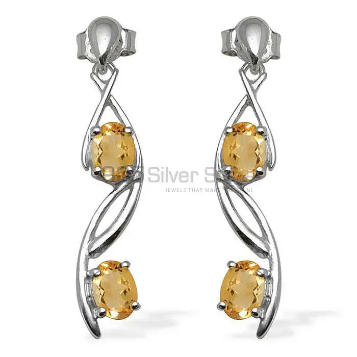 925 Sterling Silver Handmade Earrings In Citrine Gemstone Jewelry 925SE1072_0