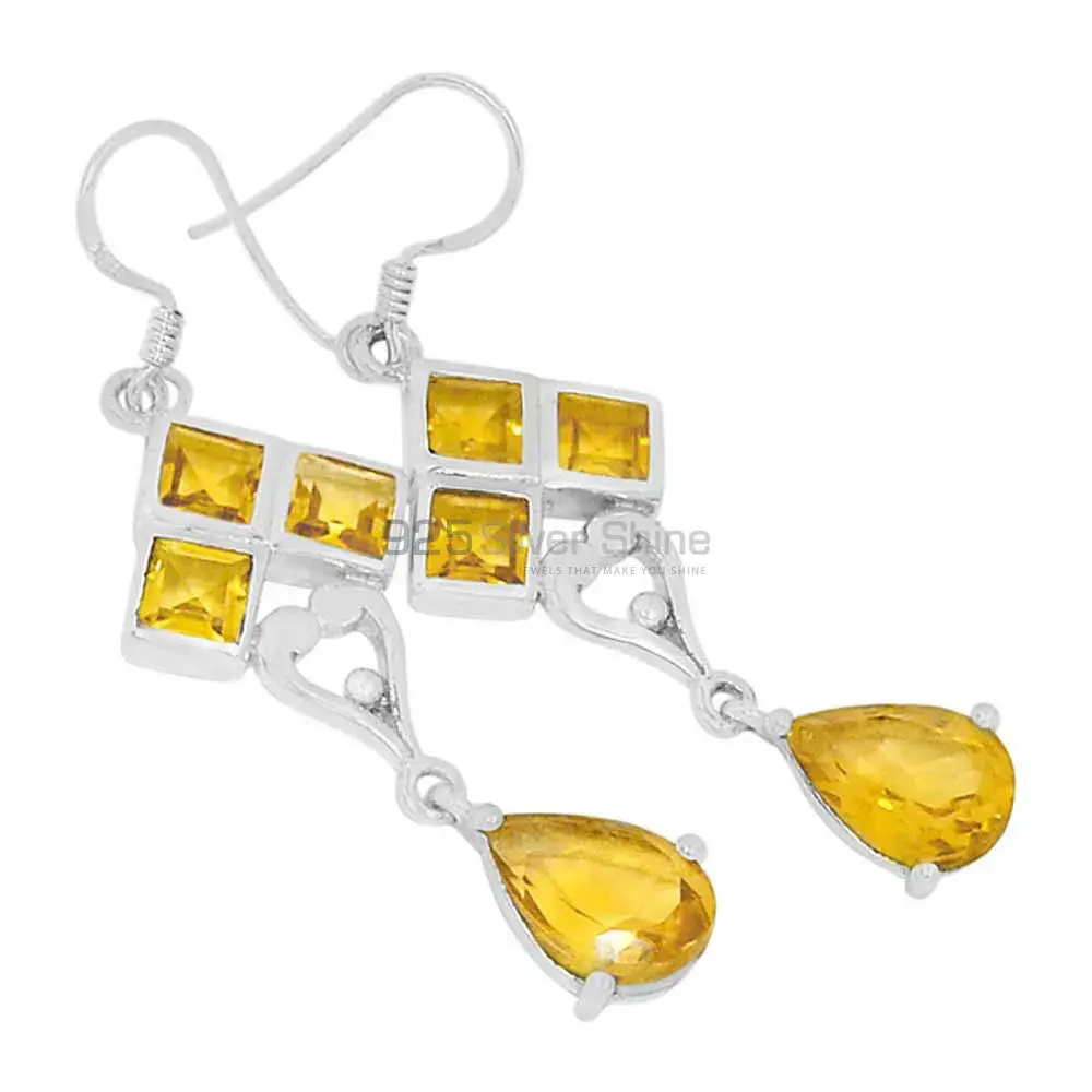 925 Sterling Silver Handmade Earrings In Citrine Gemstone Jewelry 925SE598_0