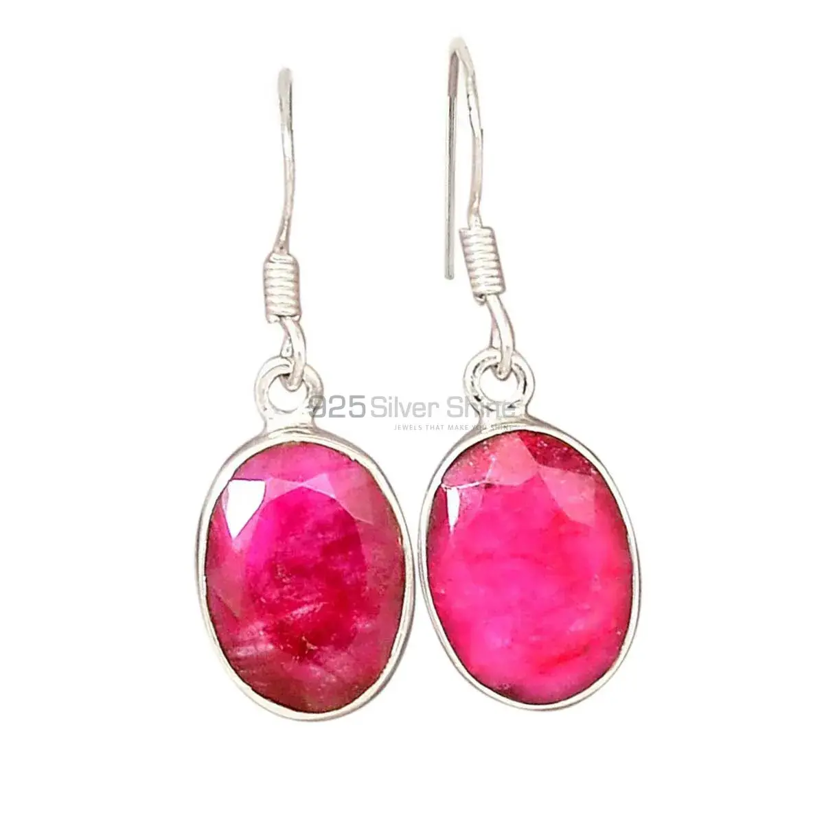 925 Sterling Silver Handmade Earrings In Dyed Ruby Gemstone Jewelry 925SE2392_1