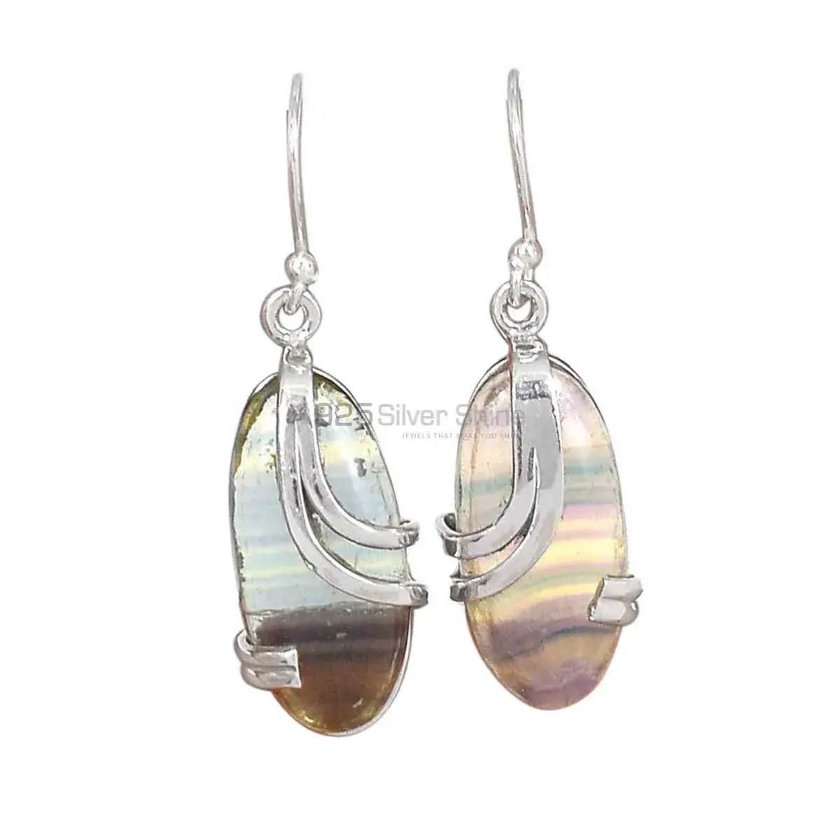 925 Sterling Silver Handmade Earrings In Fluorite Gemstone Jewelry 925SE2076_0