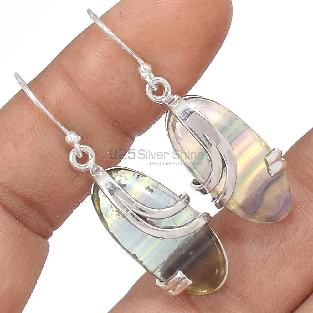 925 Sterling Silver Handmade Earrings In Fluorite Gemstone Jewelry 925SE2076_1
