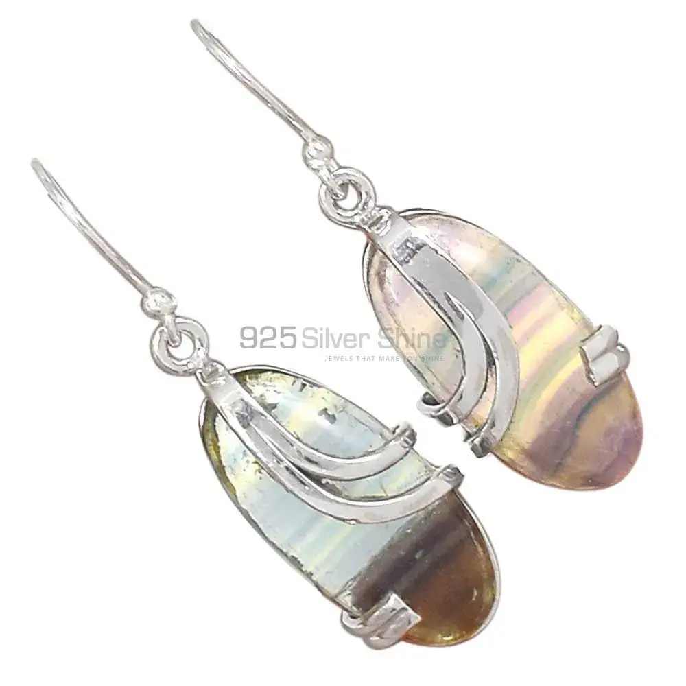 925 Sterling Silver Handmade Earrings In Fluorite Gemstone Jewelry 925SE2076_2