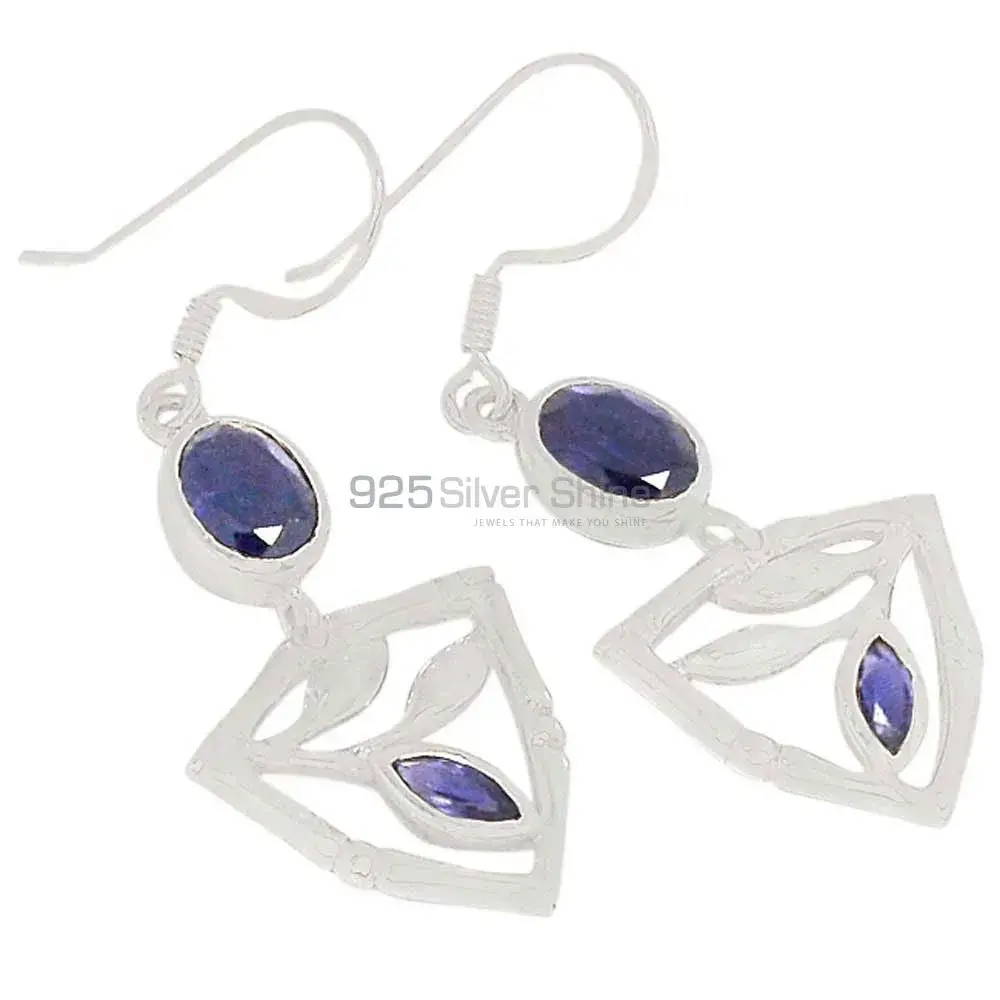 925 Sterling Silver Handmade Earrings In Iolite Gemstone Jewelry 925SE361