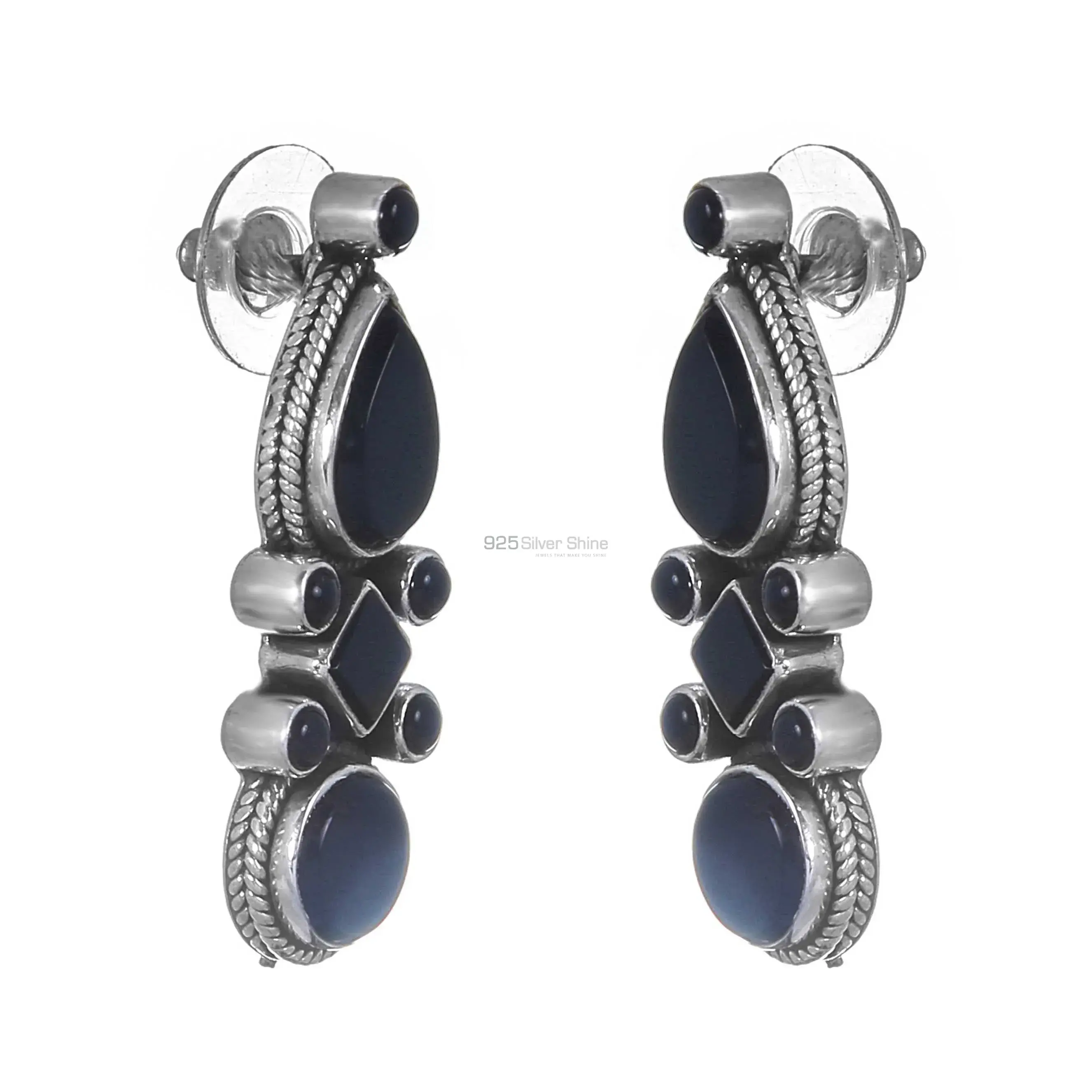 925 Sterling Silver Handmade Earrings In Lapis Gemstone Jewelry 925SE282_0
