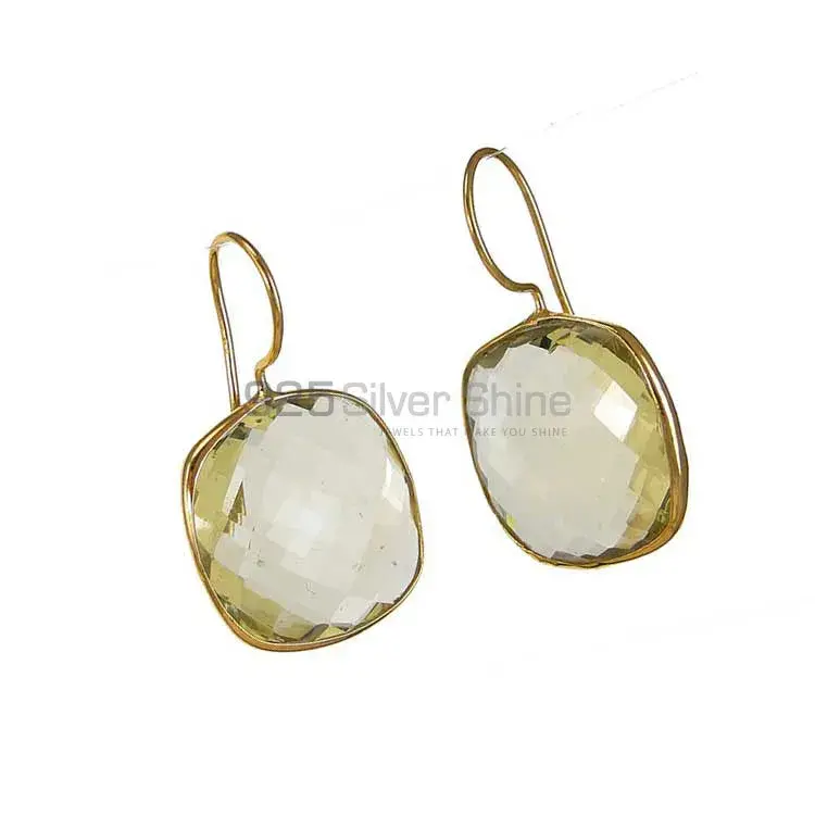 925 Sterling Silver Handmade Earrings In Lemon Quartz Gemstone Jewelry 925SE1975_1