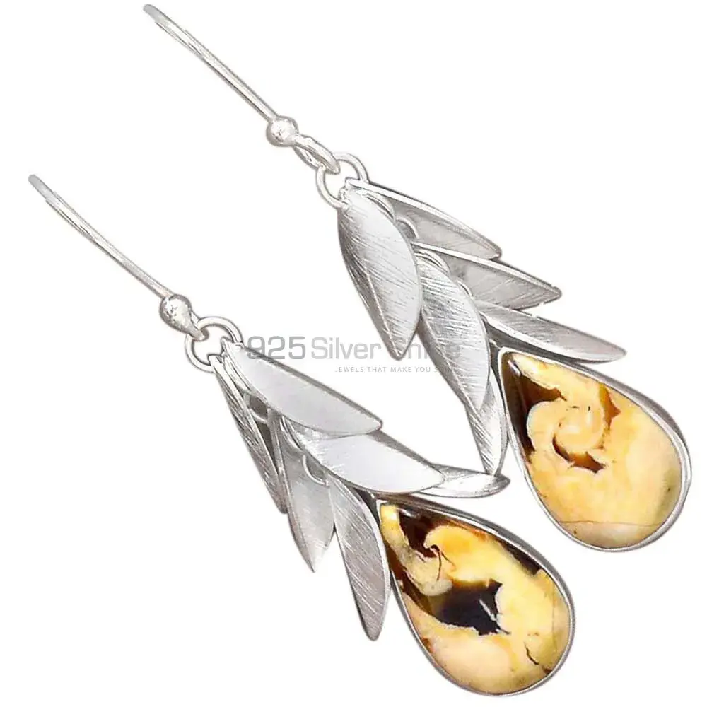 925 Sterling Silver Handmade Earrings In Peanut Wood Jasper Gemstone Jewelry 925SE3026_1