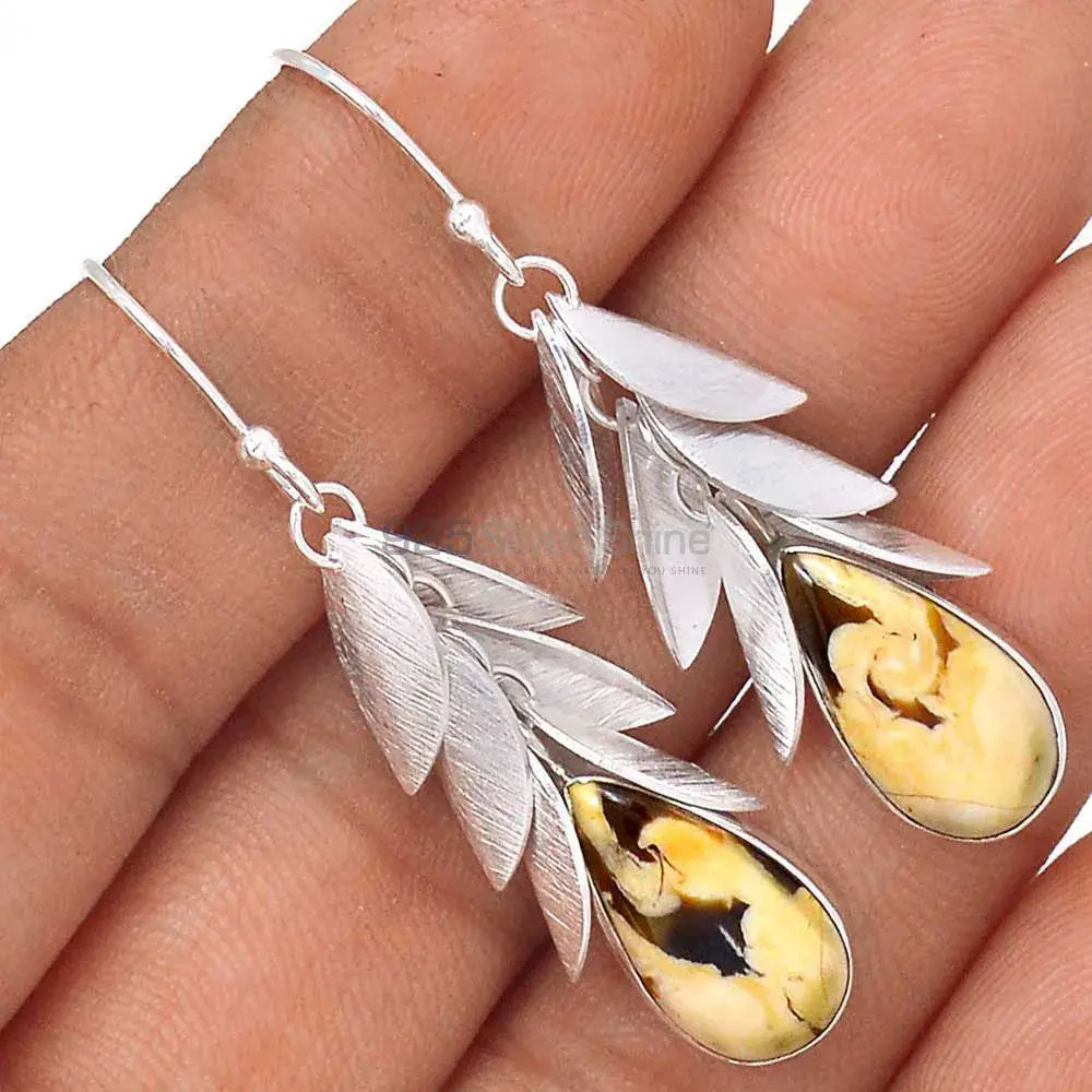 925 Sterling Silver Handmade Earrings Manufacturer In Peanut Wood Jasper Gemstone Jewelry 925SE3026_1