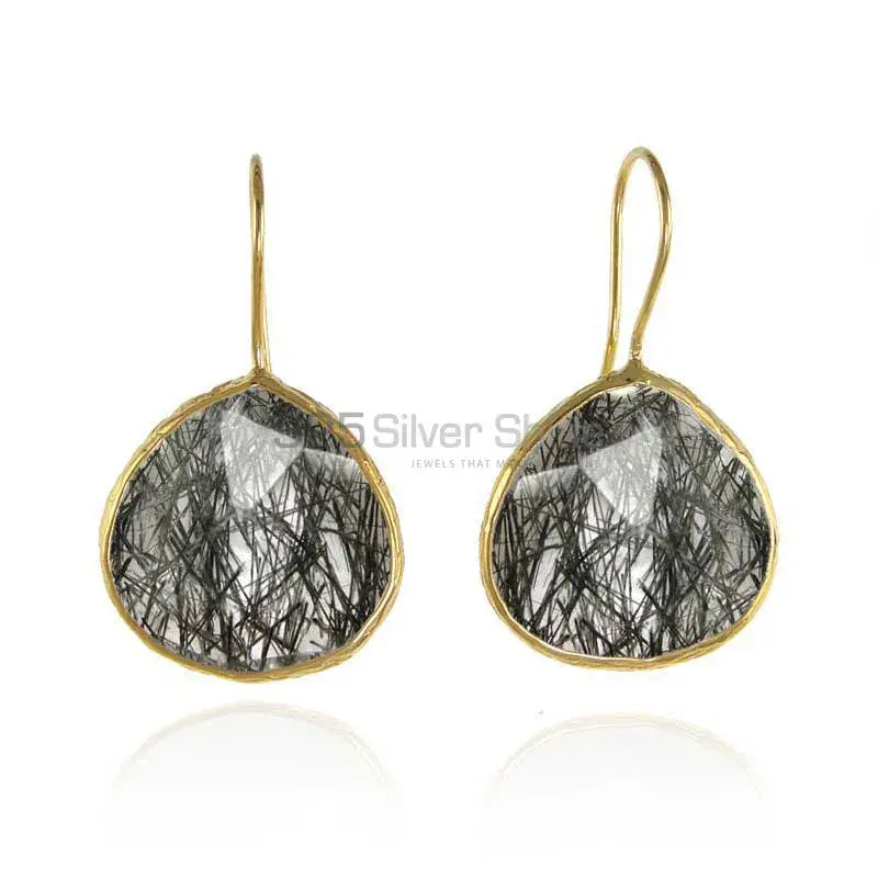 Affordable 925 Sterling Silver Handmade Earrings Suppliers In Black Rutile Gemstone Jewelry 925SE1985
