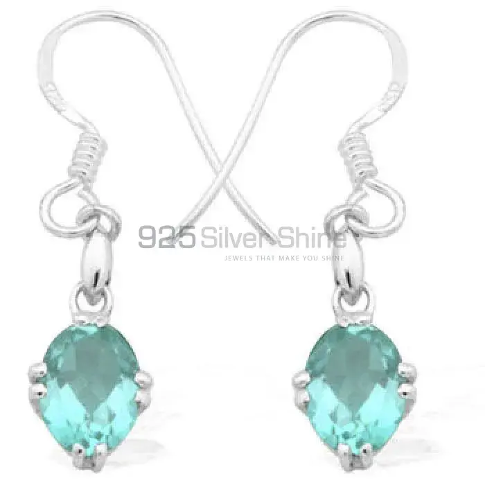 925 Sterling Silver Handmade Earrings In Blue Topaz Gemstone Jewelry 925SE924
