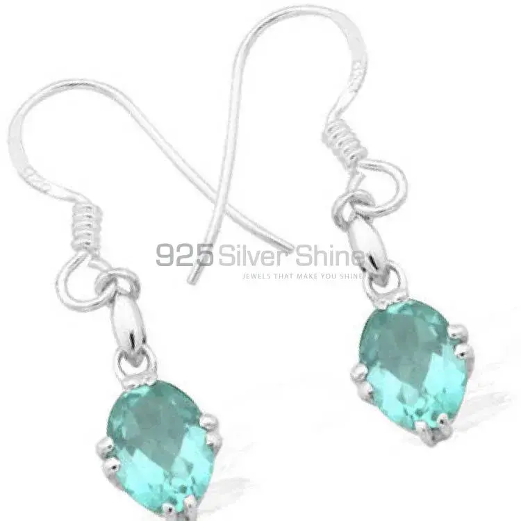 925 Sterling Silver Handmade Earrings In Blue Topaz Gemstone Jewelry 925SE924_0