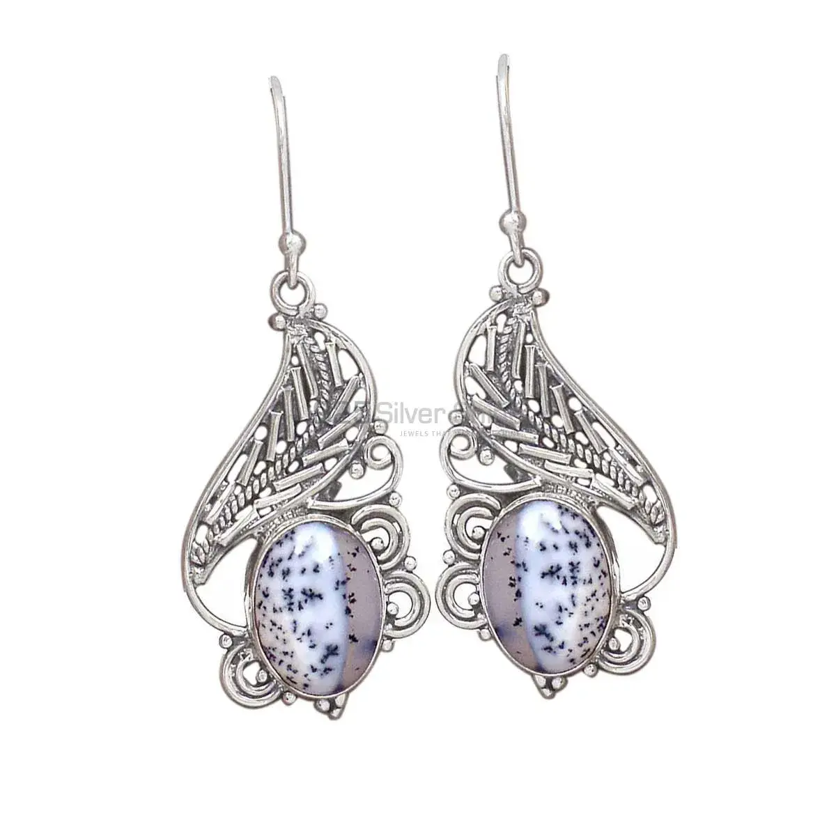 Affordable 925 Sterling Silver Handmade Earrings Suppliers In Dendritic Opal Gemstone Jewelry 925SE2957