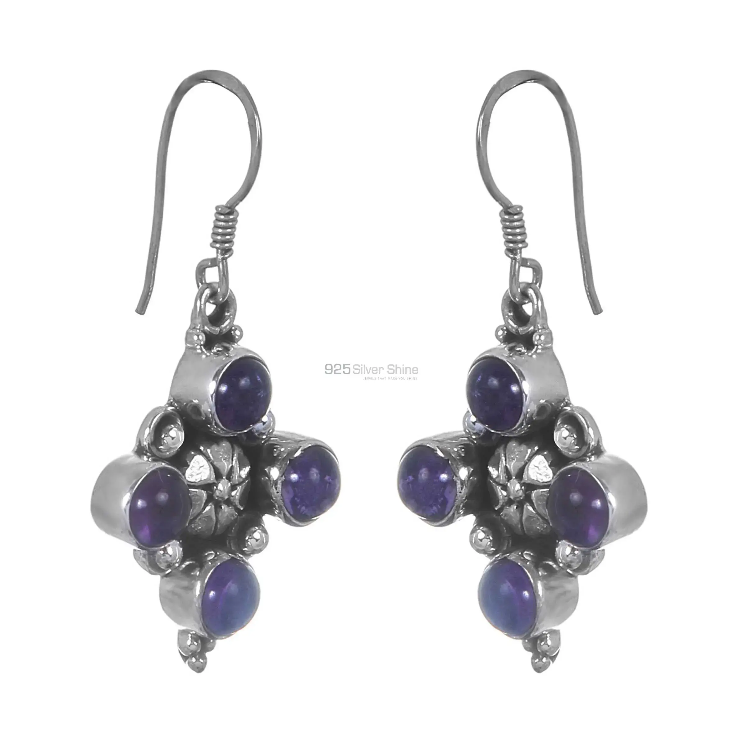 925 Sterling Silver Handmade Earrings In Lapis Lazuli Gemstone Jewelry 925SE292_2