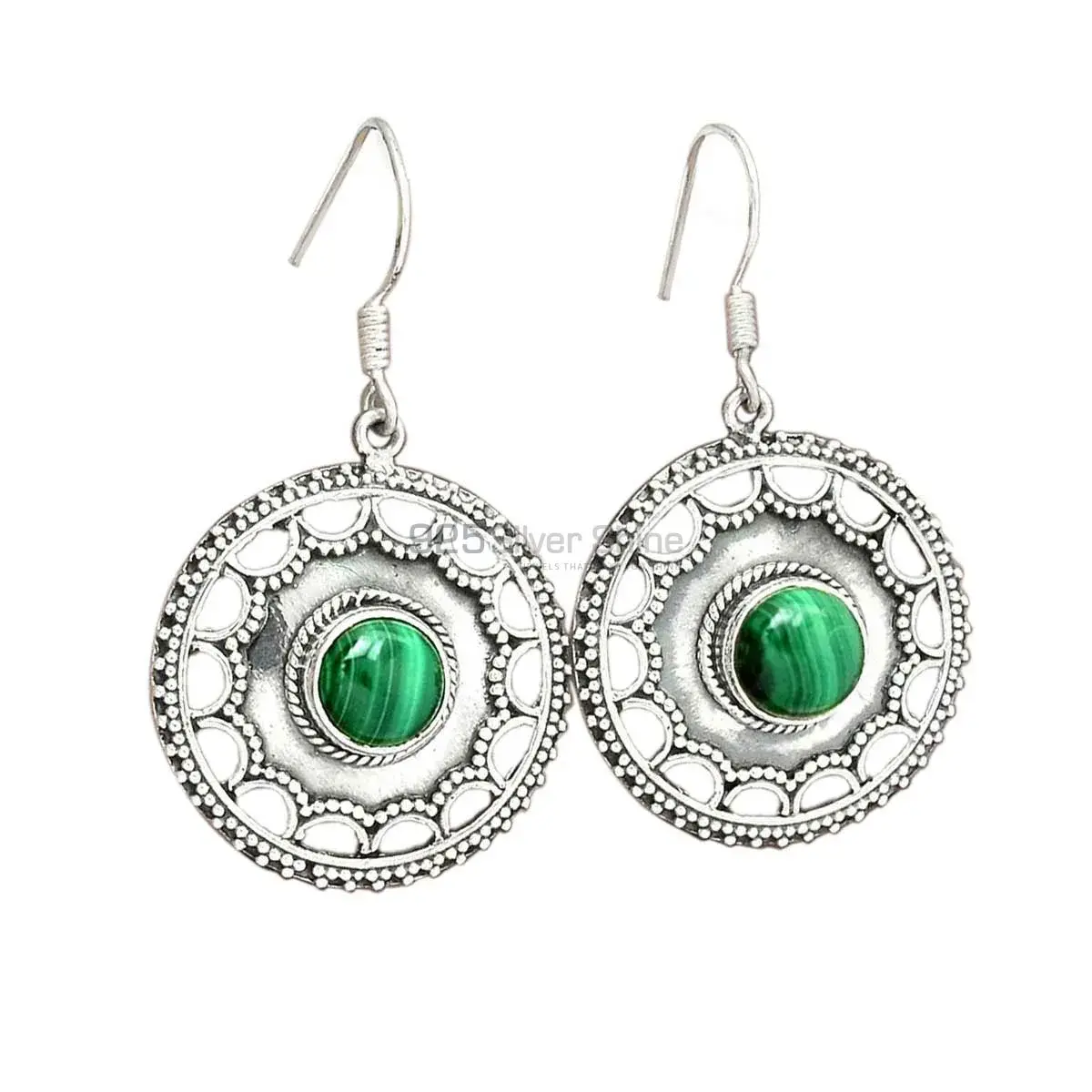 925 Sterling Silver Handmade Earrings In Malachite Gemstone Jewelry 925SE2799_0
