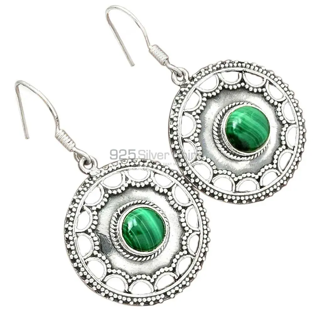 925 Sterling Silver Handmade Earrings In Malachite Gemstone Jewelry 925SE2799_1