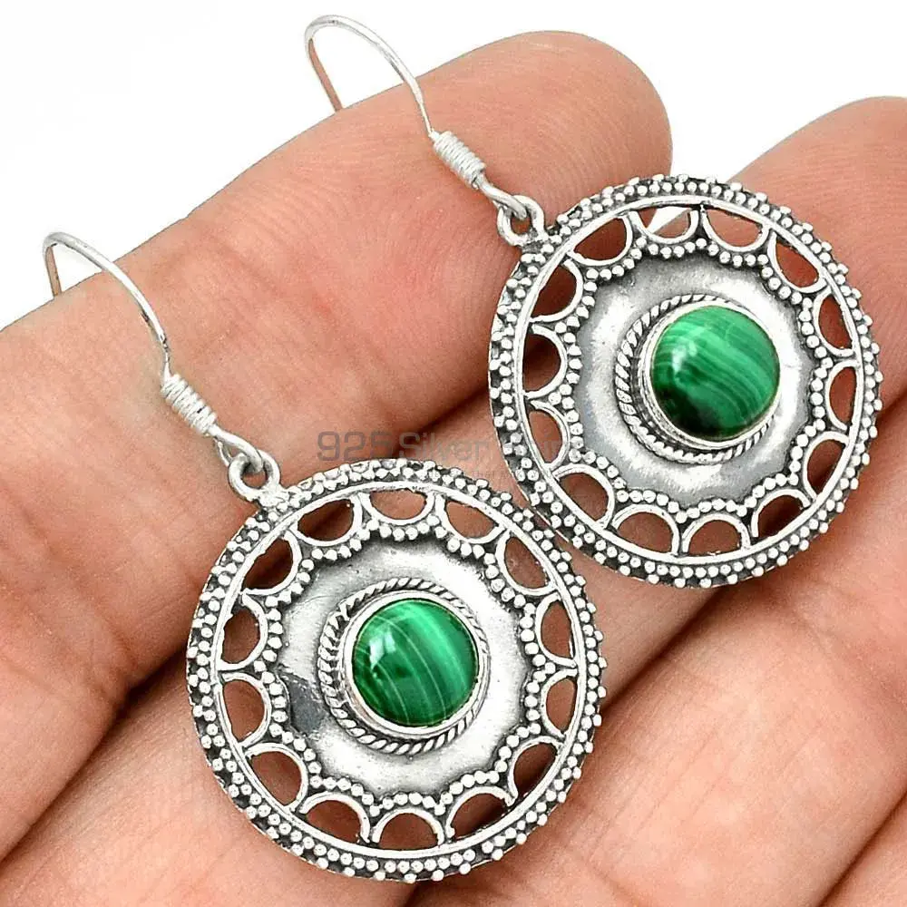 Affordable 925 Sterling Silver Handmade Earrings Suppliers In Malachite Gemstone Jewelry 925SE2799_1