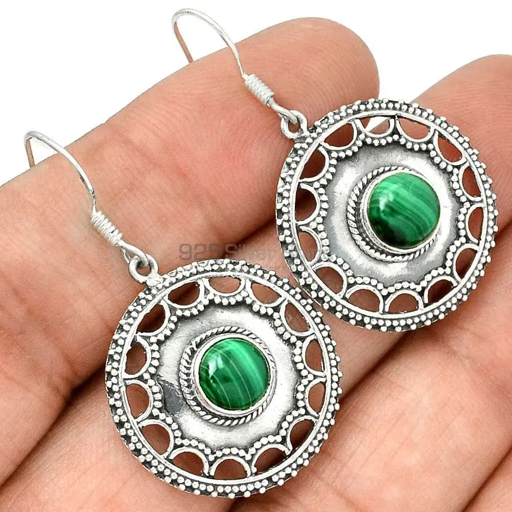 925 Sterling Silver Handmade Earrings In Malachite Gemstone Jewelry 925SE2799_2