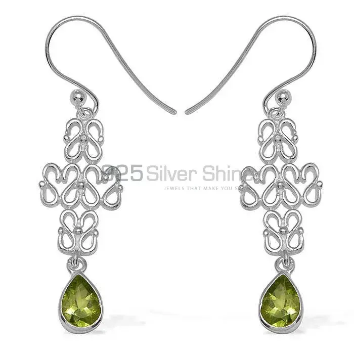 925 Sterling Silver Handmade Earrings In Peridot Gemstone Jewelry 925SE766