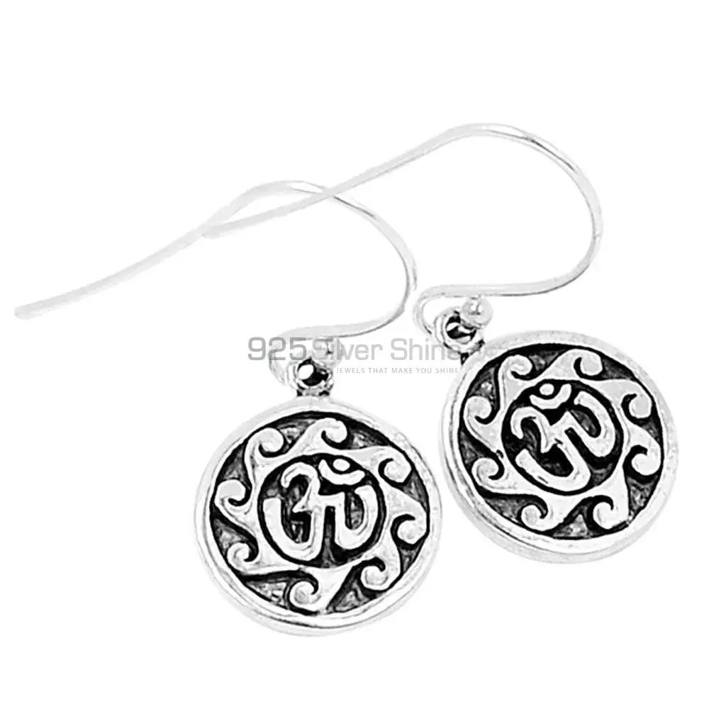 925 Sterling Silver Handmade Om Earrings 925SE2868_1